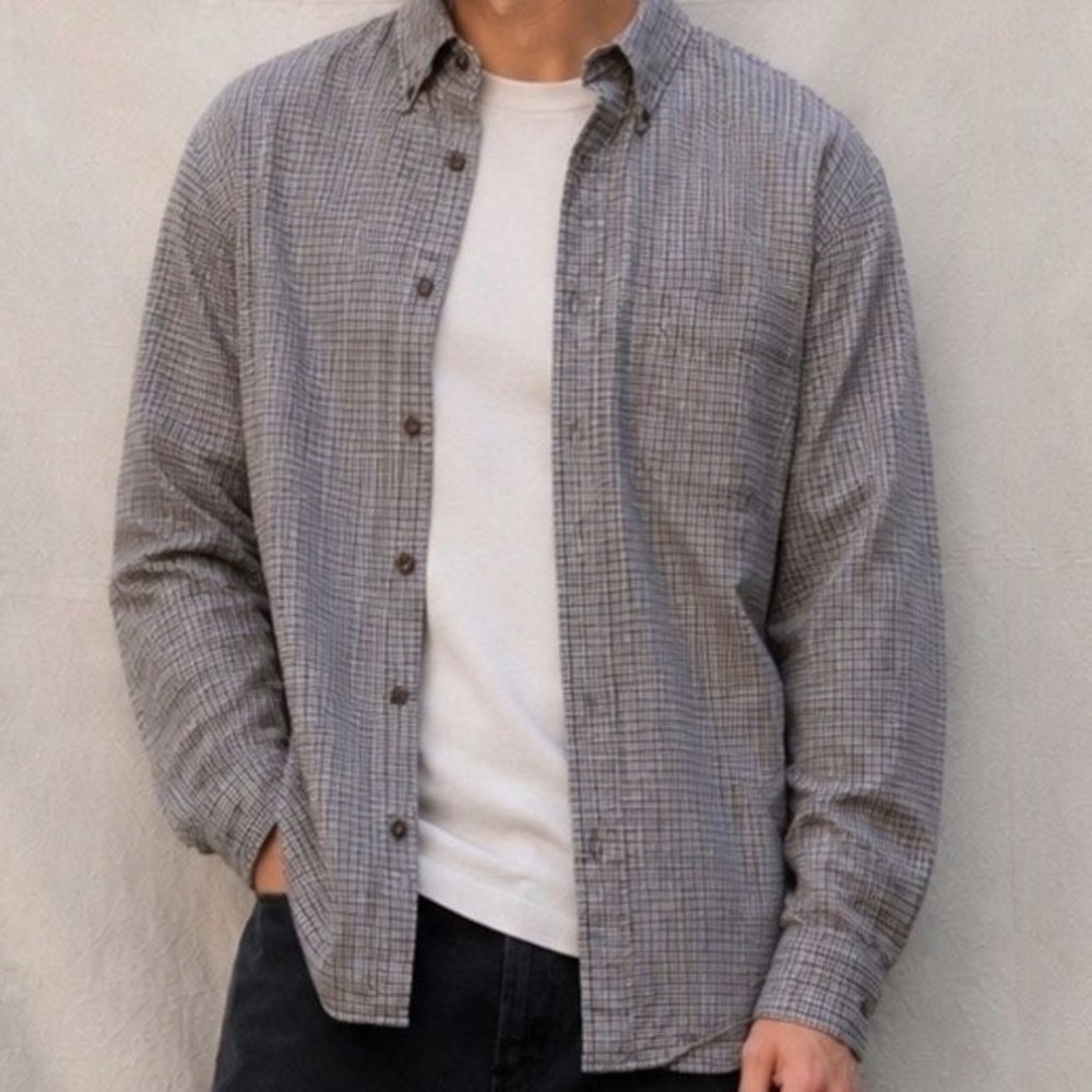 Pendleton Button Down Shirt Mens Medium Grey Plaid Long Sleeve Wool Flannel